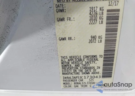 2018 Nissan Altima 2.5 Sv from USA, damaged, VIN 1N4AL3AP5JC173043